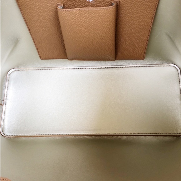 Tory Burch Perry Tote Large Leather Bark Gold - Picture 5 of 8